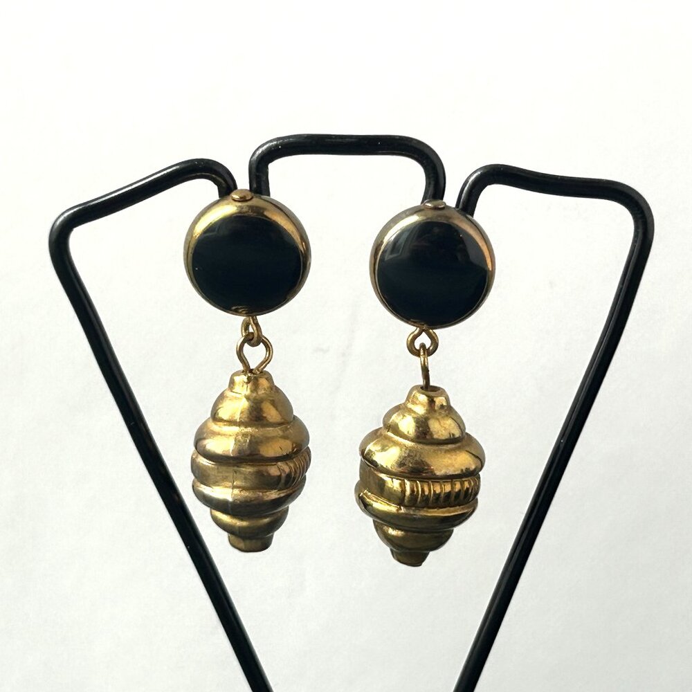 Brass + Black Dangly Earrings